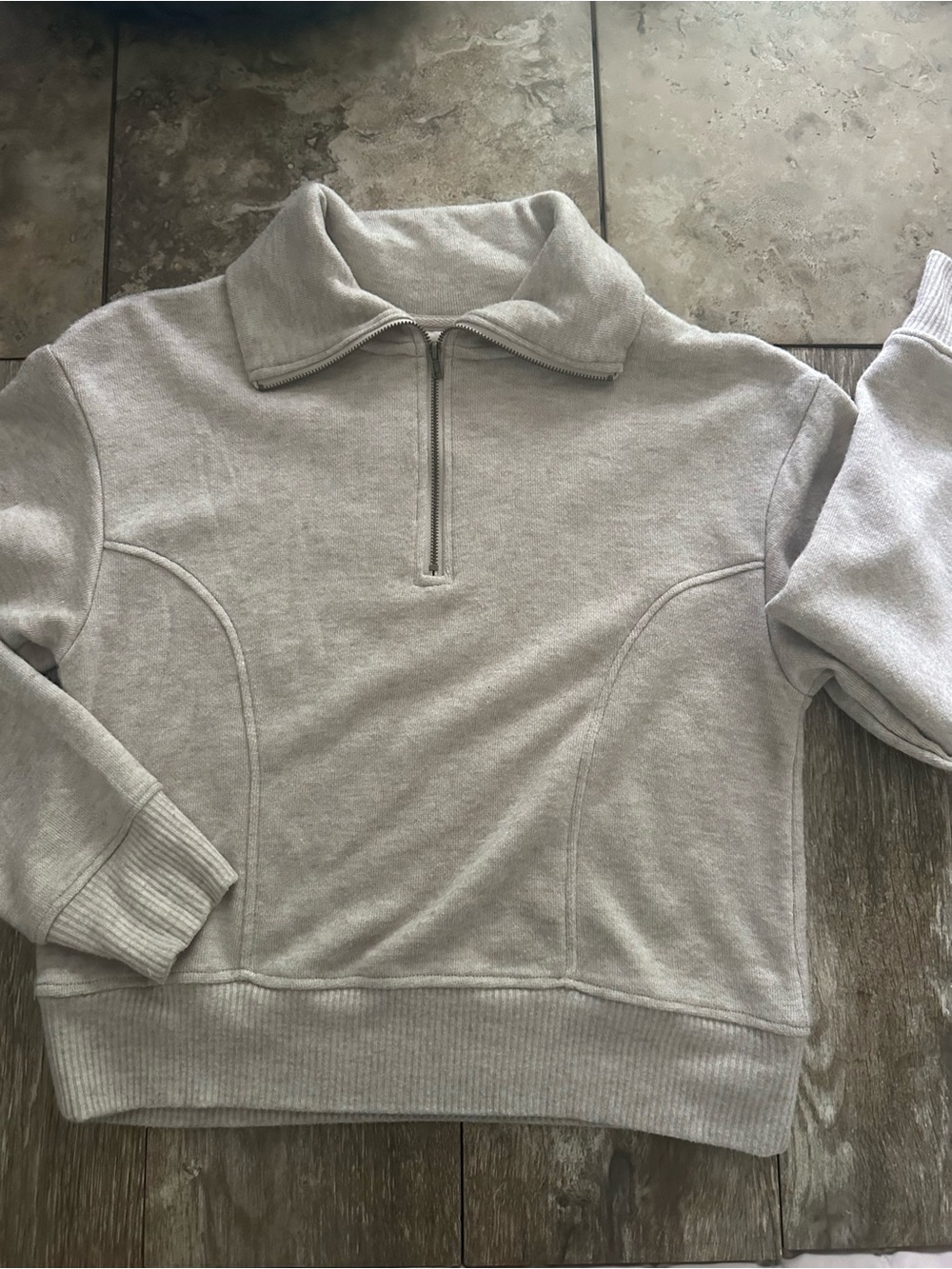 Universal Threads Womens Light Tan Heather Quarter-Zip Pullover Sweatshirt